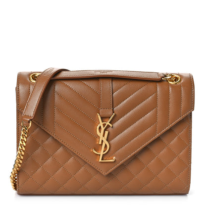 Saint Laurent Grain De Poudre Textured Mixed Matelasse Triquilt Medium Monogram Satchel Dune 1 of 9