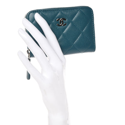 Chanel Caviar Quilted Zip Coin Purse Dark Turquoise 2 of 10