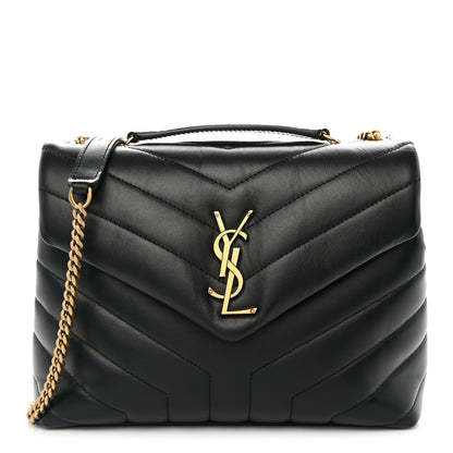 Saint Laurent Calfskin Y Quilted Monogram Small Loulou Chain Satchel Black 1 of 9