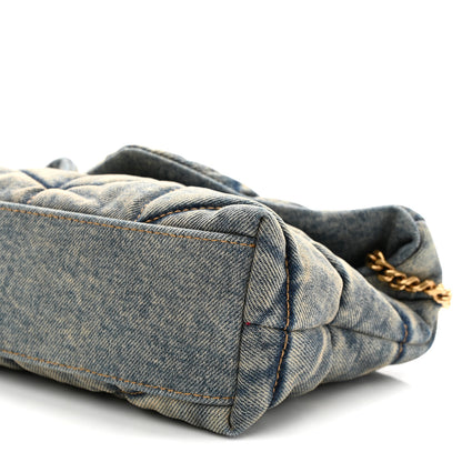 Saint Laurent Denim Quilted Toy Loulou Puffer Monogram Chain Satchel Blue Black 10 of 10