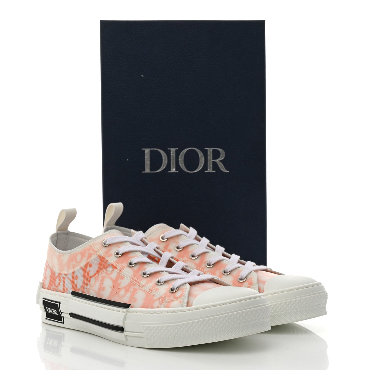 Technical Canvas Oblique Oblique Mens B23 Low Top Sneakers 43 White Orange