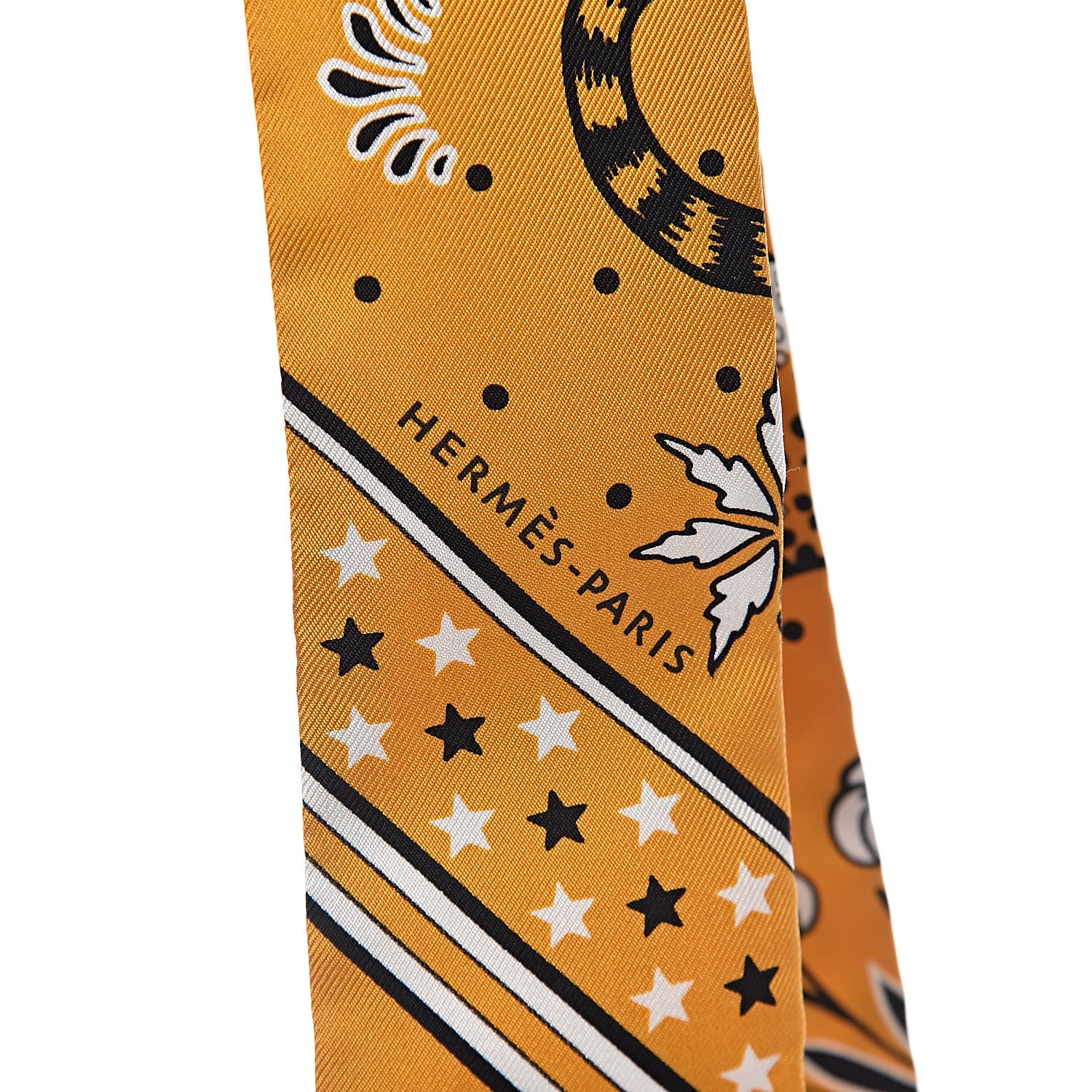 Hermes Silk Les Leopards Twilly Miel Black White 4 of 4