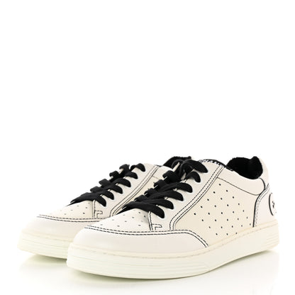 Chanel Calfskin Womens Logo Sneakers 38.5 White Black 3 of 7