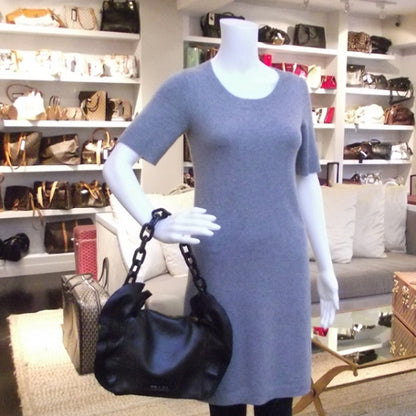 Prada Nappa Ruffle Resin Chainlink Bag Black 2 of 10