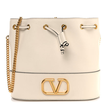 Valentino Garavani Nappa Mini VLogo Signature Chain Bucket Bag Light Ivory 1 of 9
