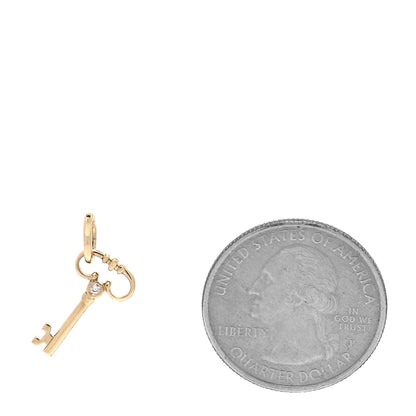 Tiffany 18K Yellow Gold Diamond Mini Key Charm 2 of 4
