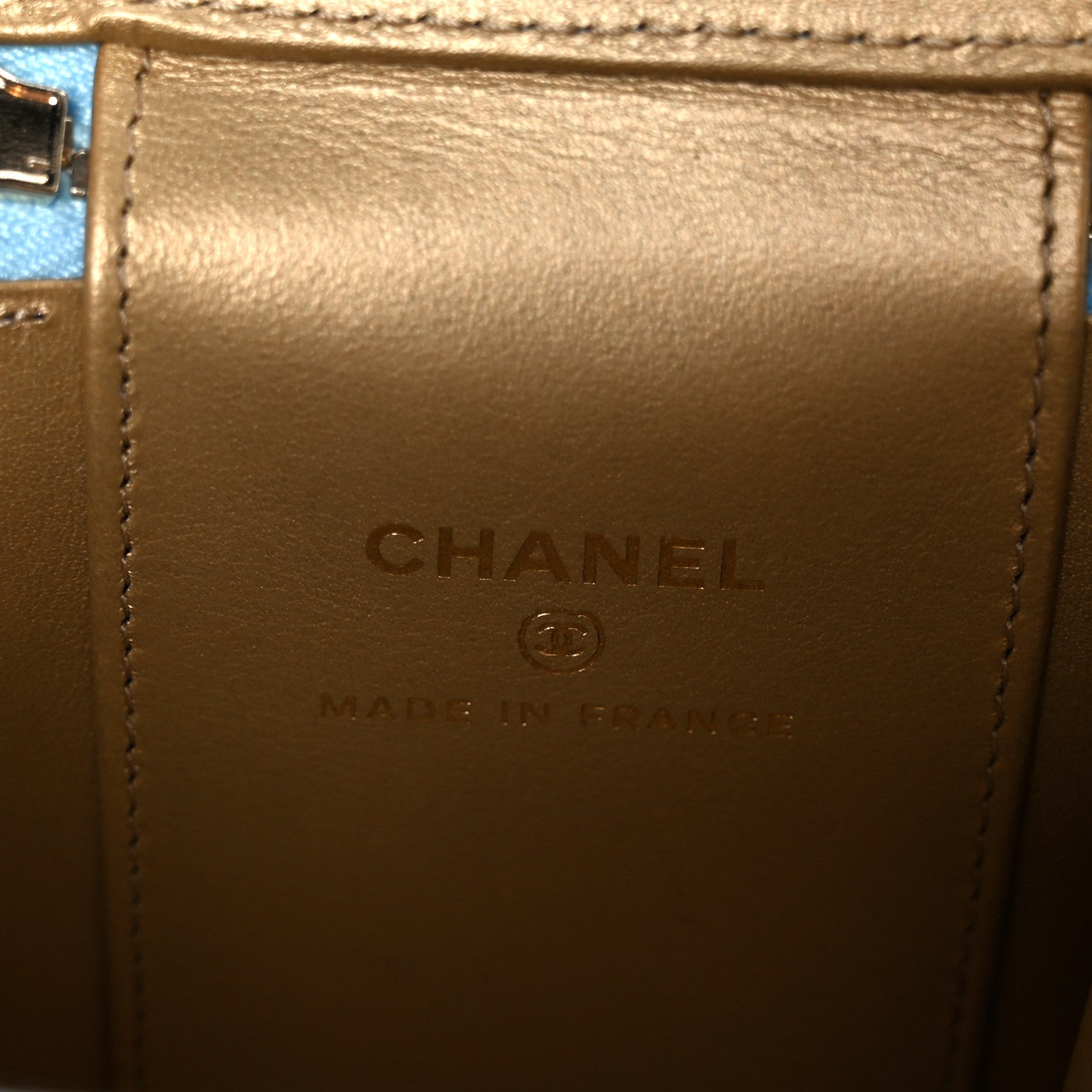 Chanel Lambskin Quilted Pearl Crush Mini Vanity Case With Chain Light Blue 6 of 11