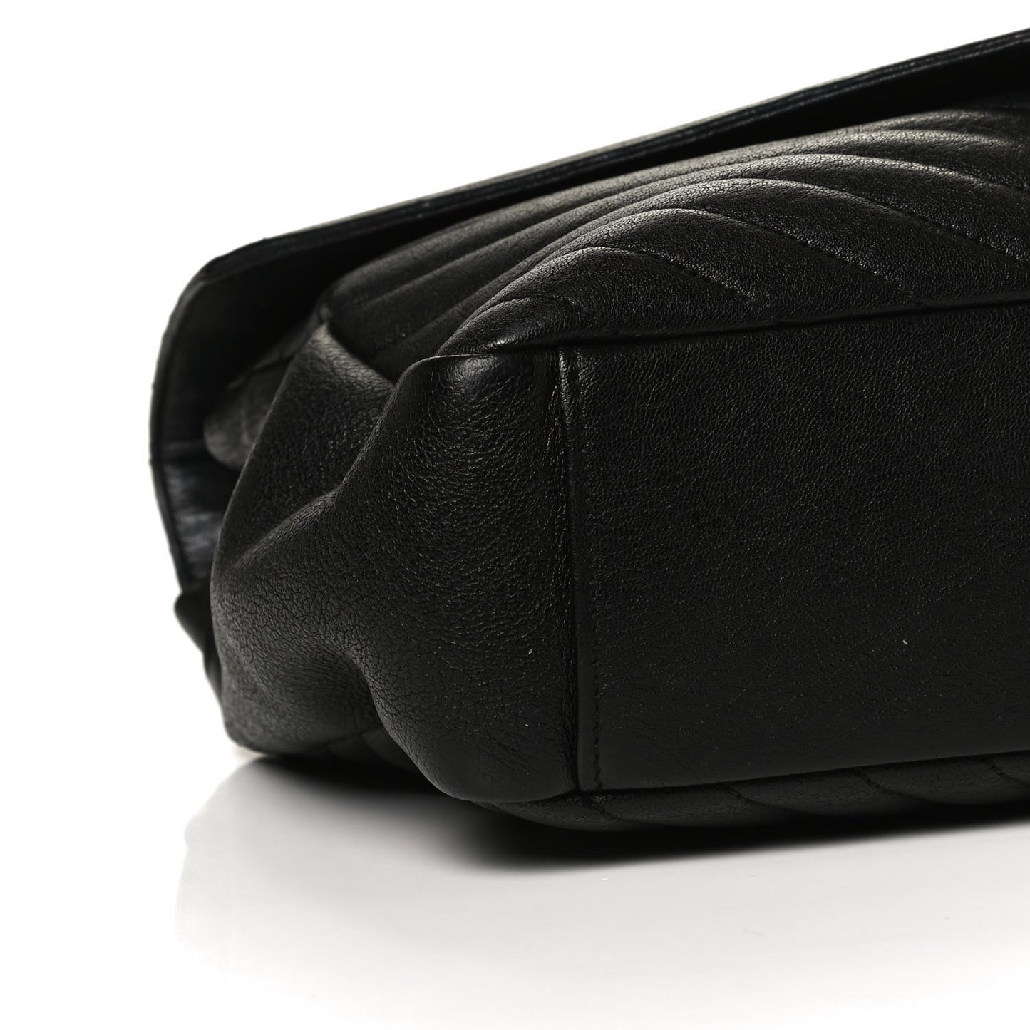 Sheepskin Matelasse Chevron Monogram Large College Satchel Black
