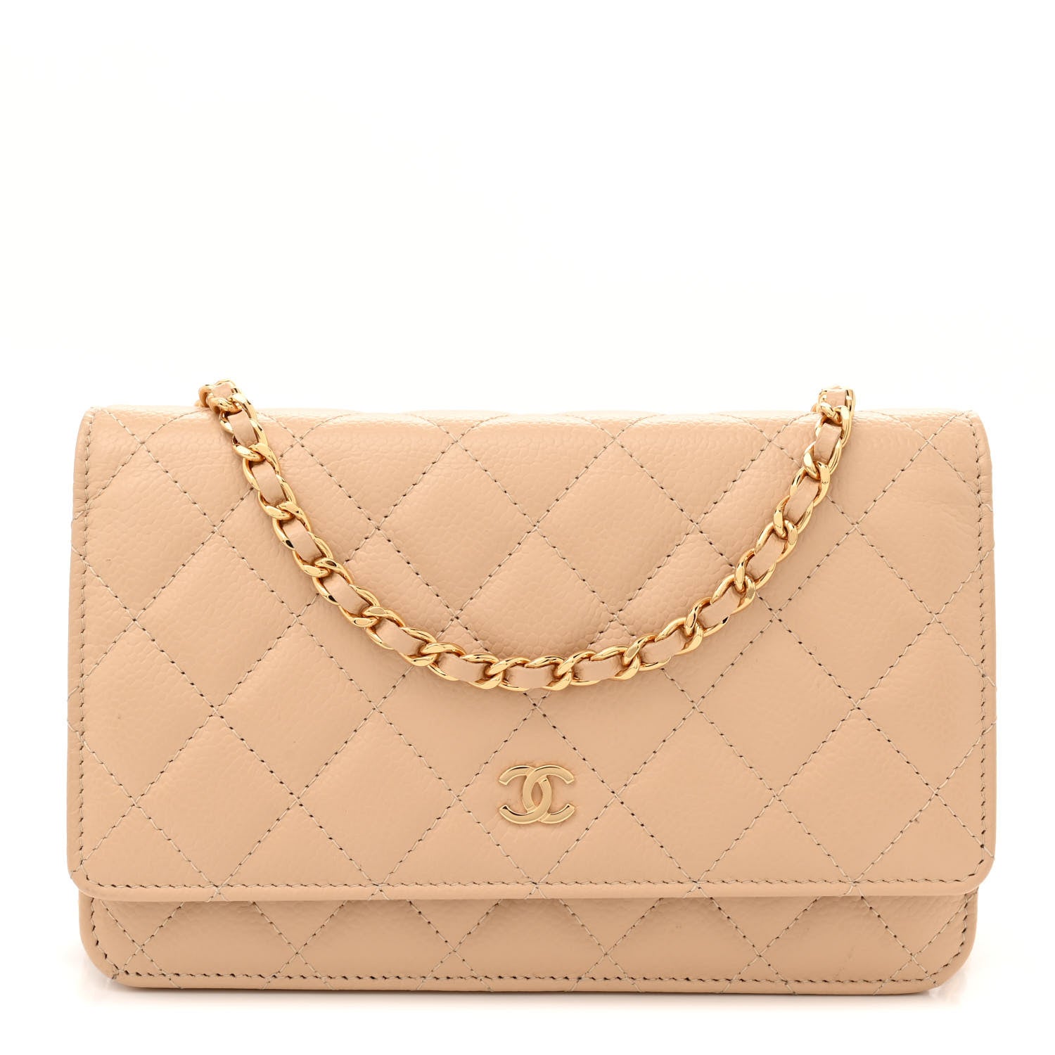 Chanel Caviar Quilted Wallet on Chain WOC Beige 1 of 10