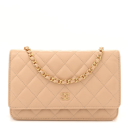 Chanel Caviar Quilted Wallet on Chain WOC Beige 1 of 10