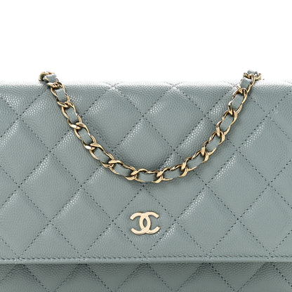 Chanel Caviar Quilted Wallet on Chain WOC Light Blue 9 of 11