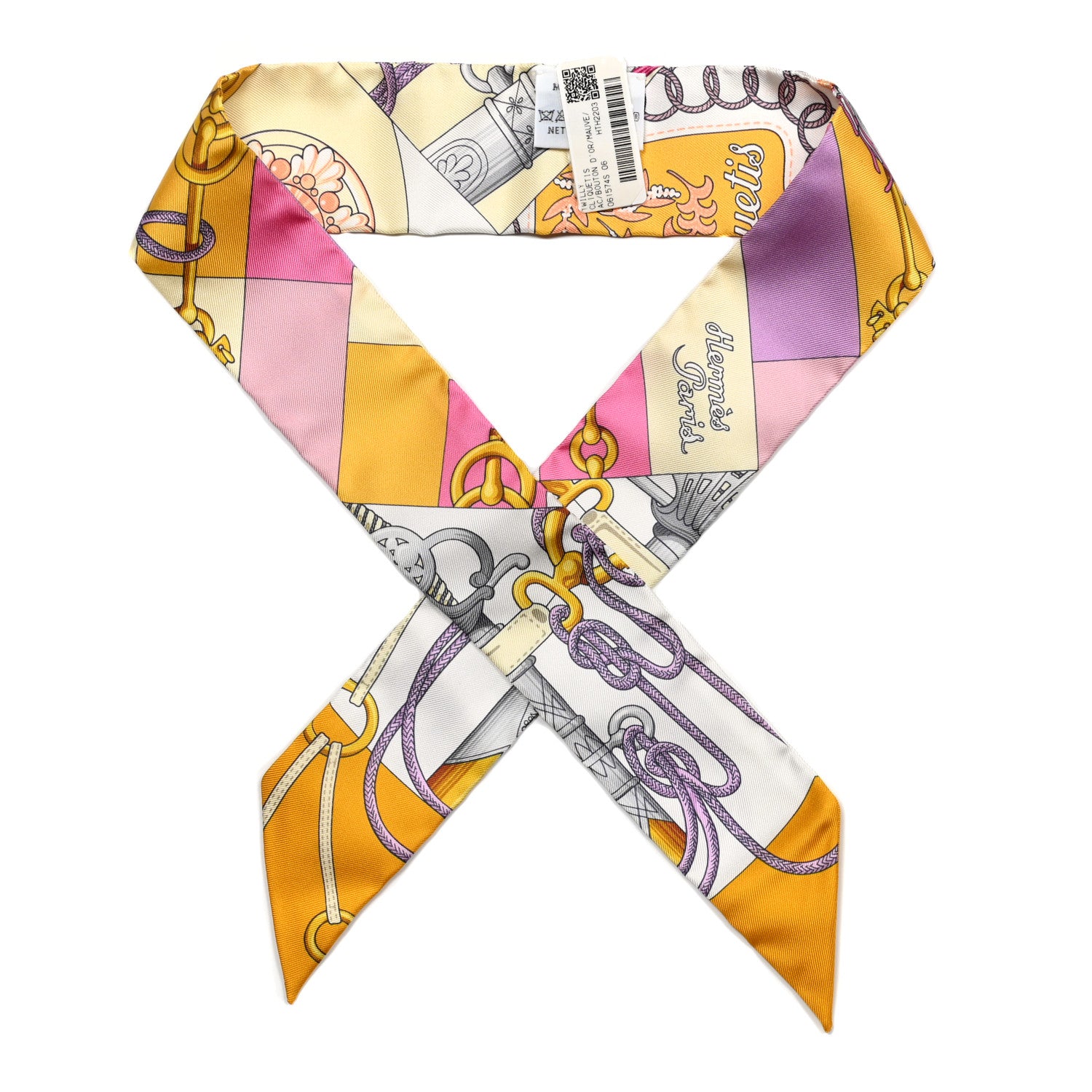 Hermes Silk Cliquetis Twilly Bouton D'Or Mauve 1 of 5