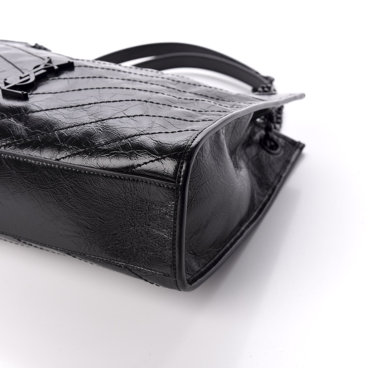 Saint Laurent Crinkled Calfskin Matelasse Monogram Large Niki Shopper Tote Black 8 of 9