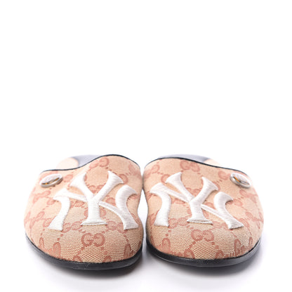 Gucci X MLB Monogram NY Yankees Embroidered Womens GG Slippers 36 Beige Ruggine 2 of 7