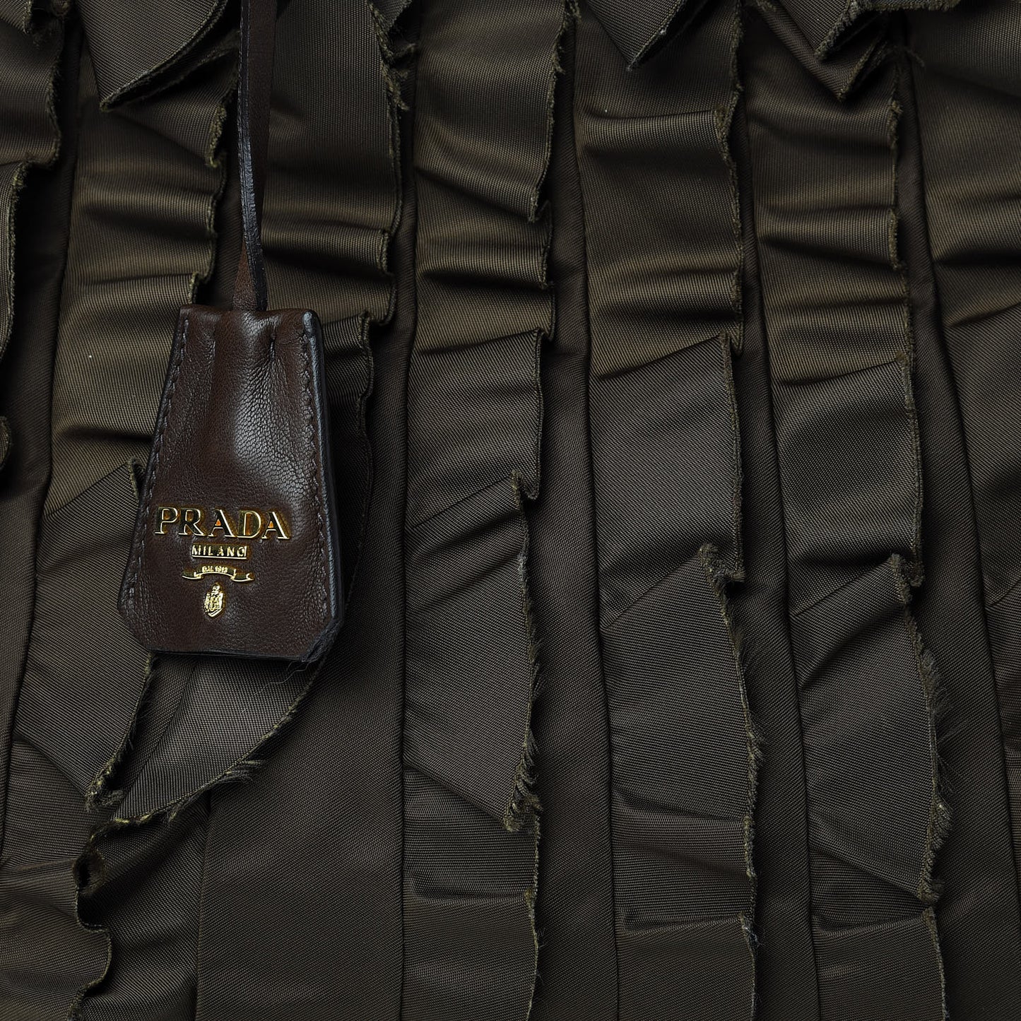 Tessuto Nylon Ruffle Tote Brown