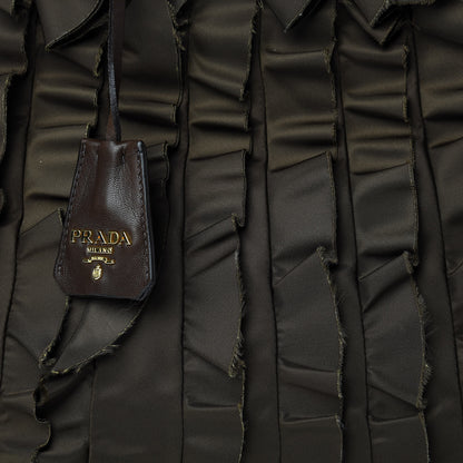 Prada Tessuto Nylon Ruffle Tote Brown 9 of 17