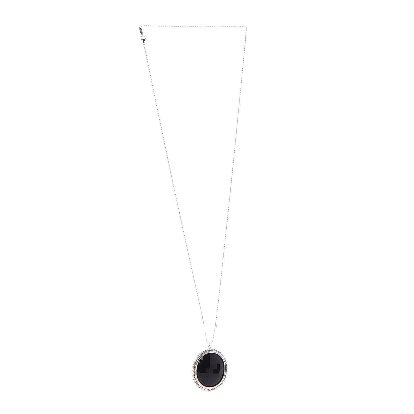 Sterling Silver Onyx Ziegfeld Oval Pendant Necklace