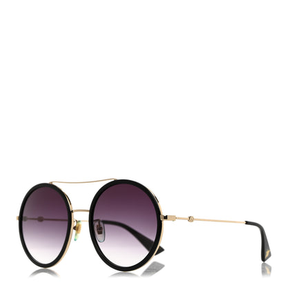 Gucci Metal Round Frame Sunglasses GG0061S Black 1 of 8