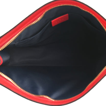 Gucci GG Supreme Monogram Blooms Large Cosmetic Case Beige Blue Navy Hibiscus Red 4 of 7