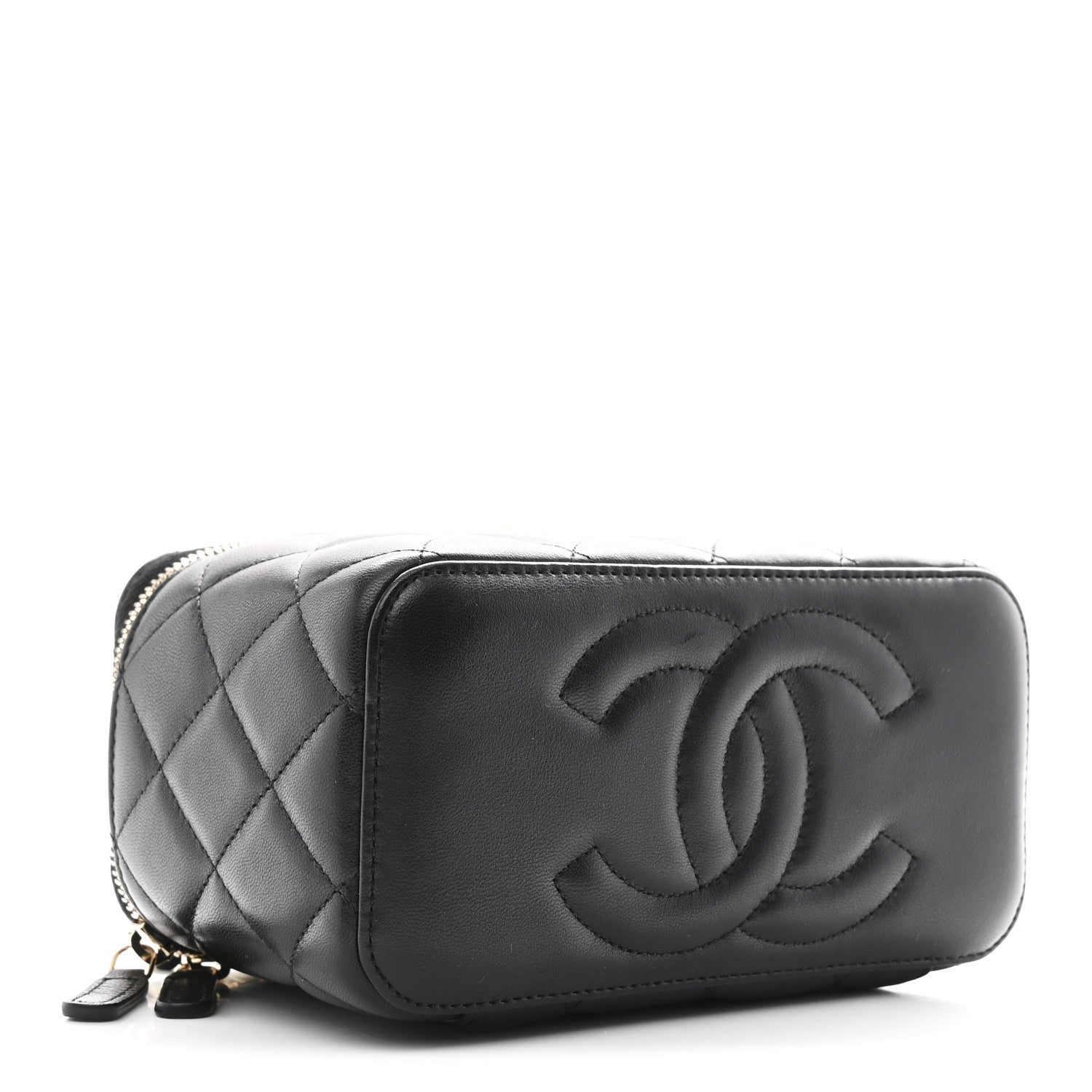 Chanel Lambskin Quilted Pearl Crush Small Vanity Case With Chain Black 4 of 11