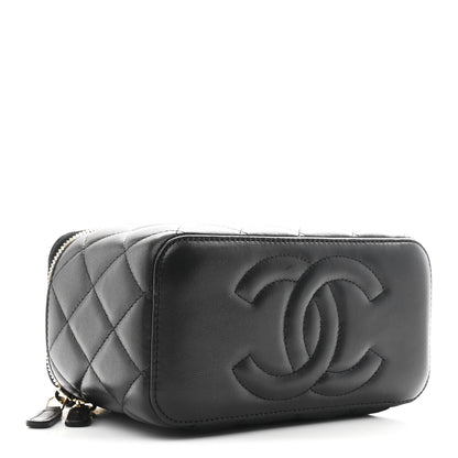 Chanel Lambskin Quilted Pearl Crush Small Vanity Case With Chain Black 4 of 11