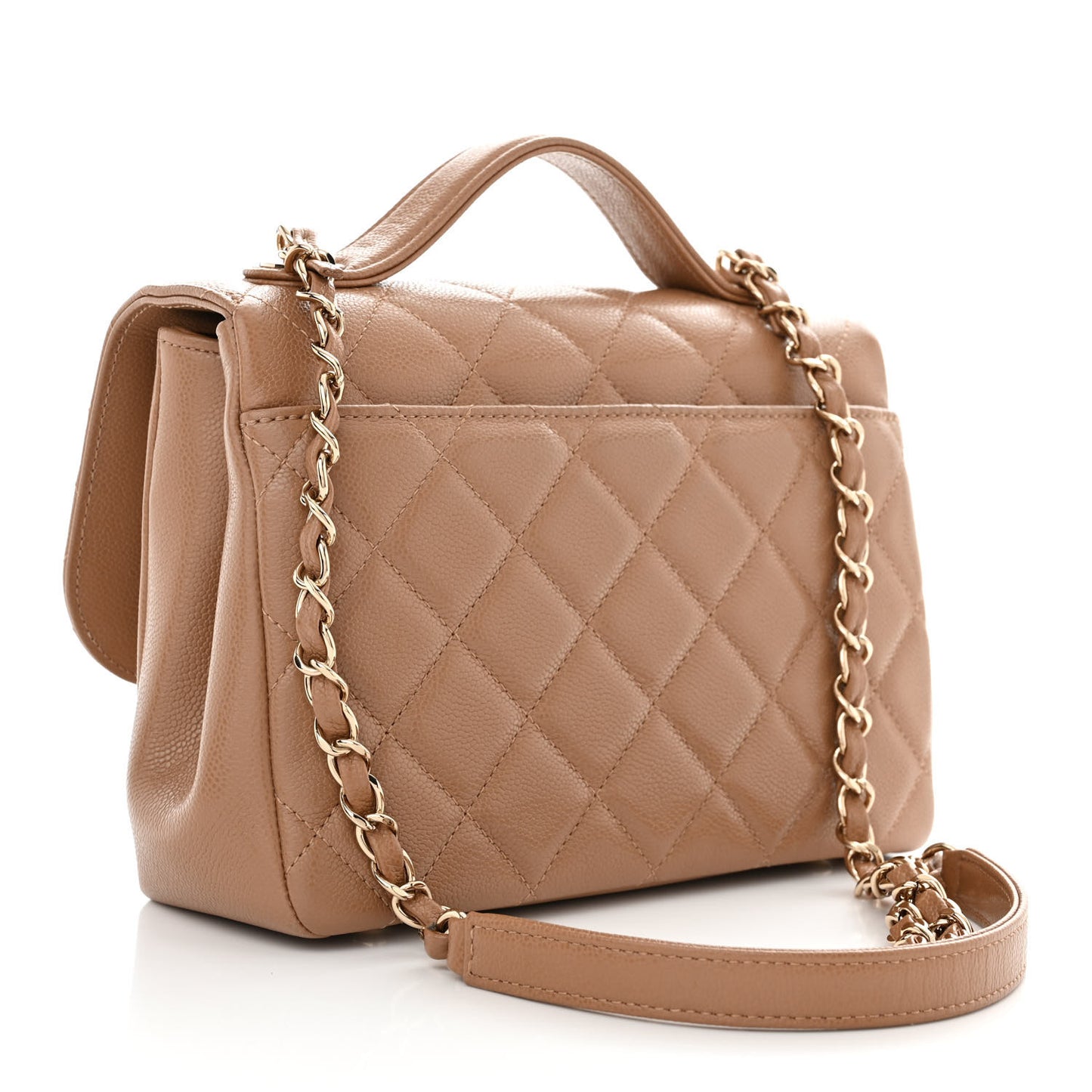 Caviar Quilted Medium Business Affinity Flap Beige