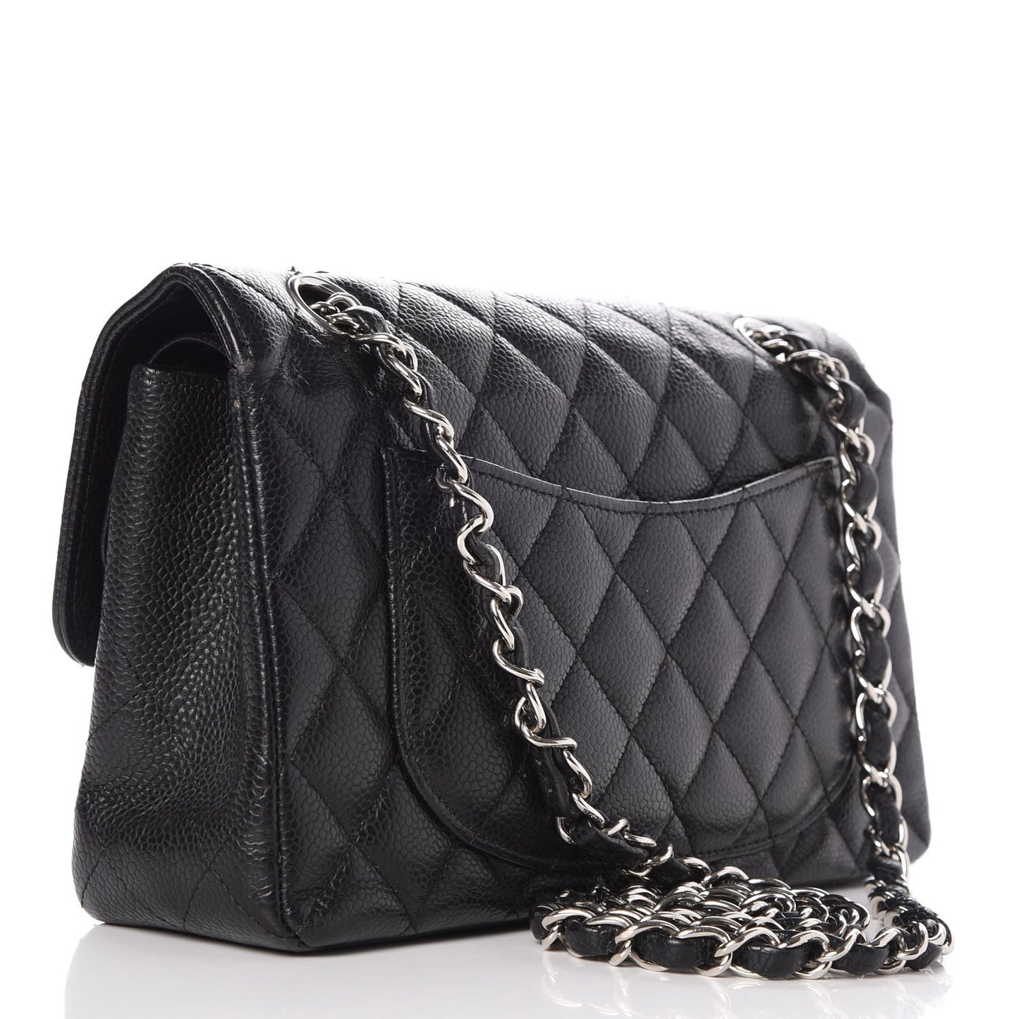Caviar Quilted Small Double Flap Black