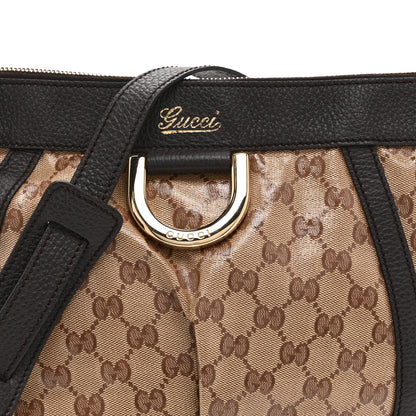 Gucci Crystal Monogram Small D Gold Ring Messenger Dark Brown 9 of 11