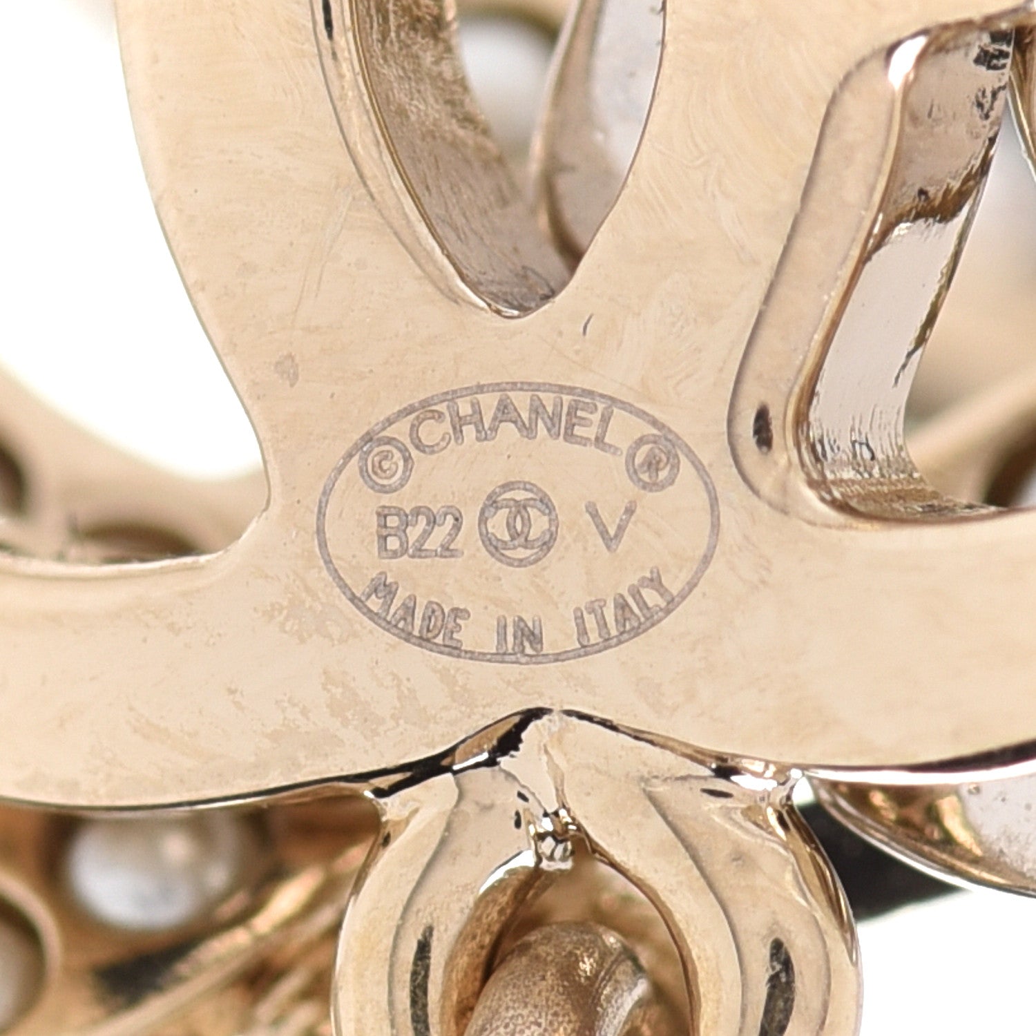 Chanel Crystal Pearl Double CC Drop Earrings Gold Silver 4 of 5