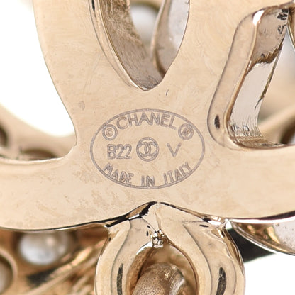 Chanel Crystal Pearl Double CC Drop Earrings Gold Silver 4 of 5