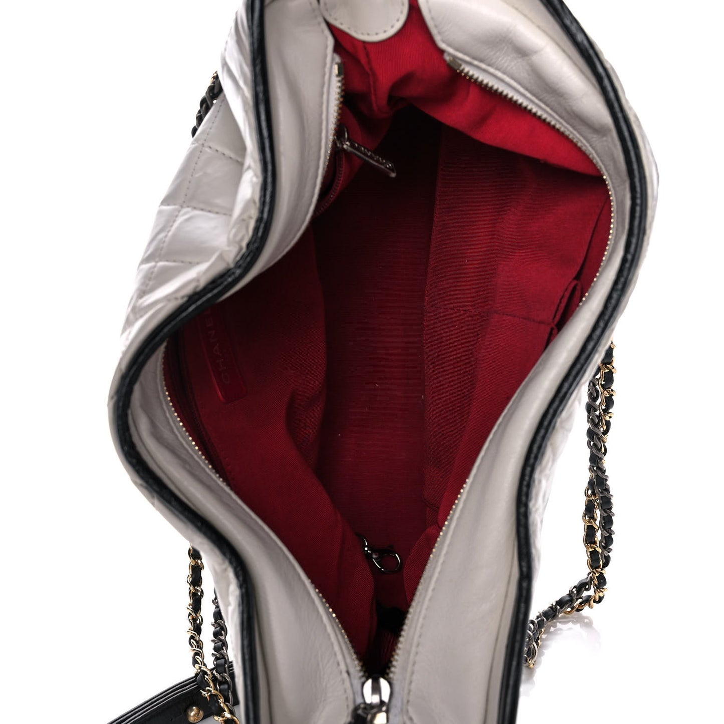 Aged Calfskin Quilted Large Gabrielle Hobo White Black