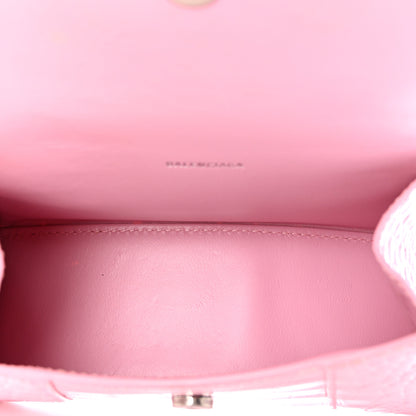 Balenciaga Shiny Calfskin Crocodile Embossed Hourglass Top Handle Bag XS Candy Pink 5 of 12