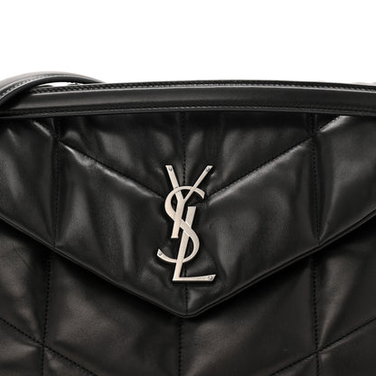 Saint Laurent Lambskin Quilted Medium Loulou Puffer Monogram Chain Satchel Black 8 of 10
