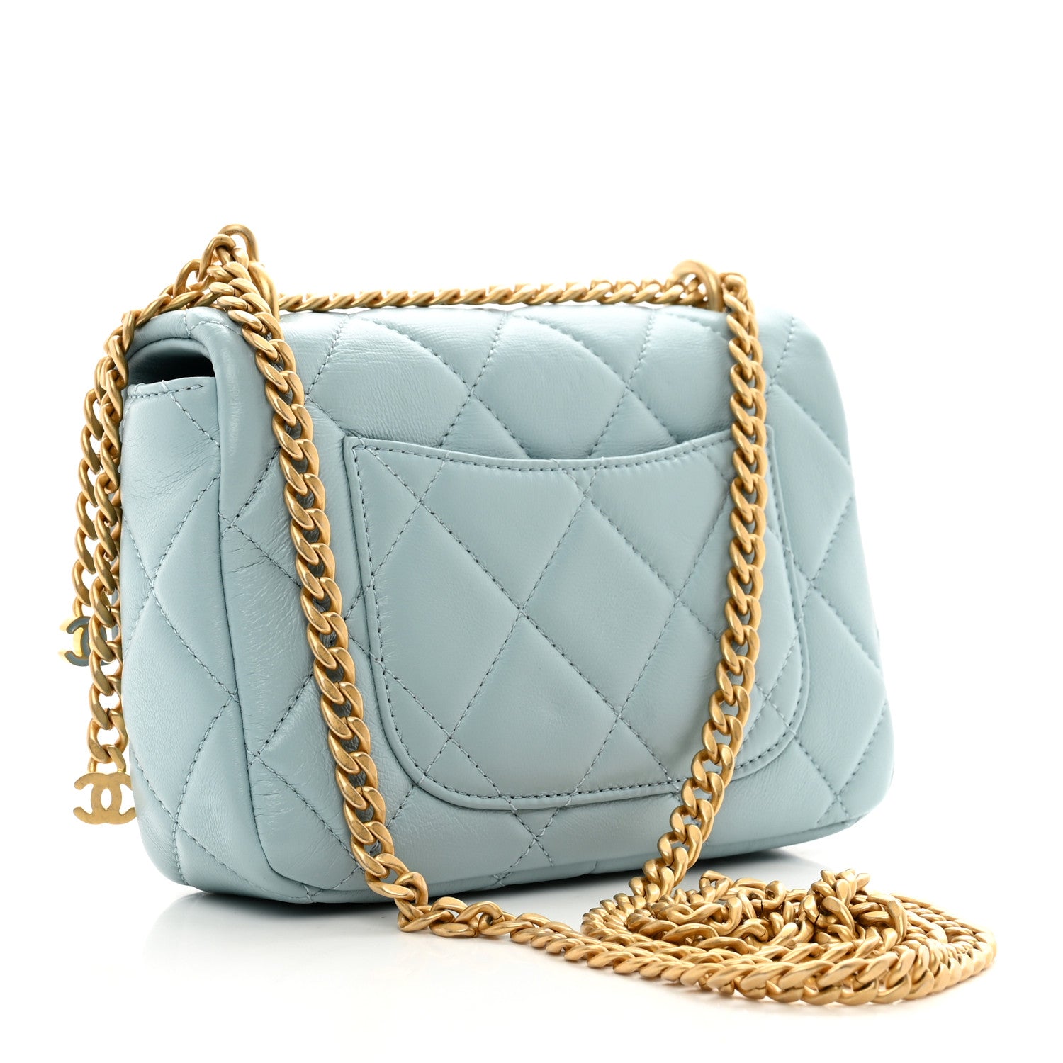 Chanel Lambskin Enamel Quilted Mini Pending CC Square Flap Light Blue 3 of 10