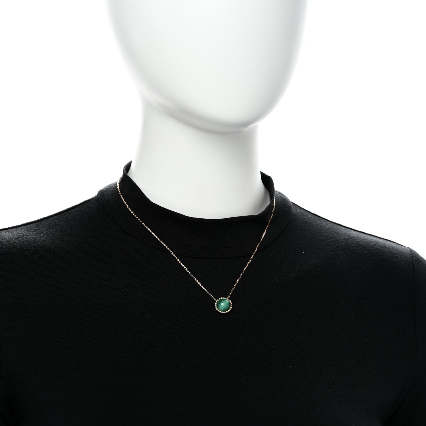 18K Yellow Gold Malachite Perlee Couleurs Pendant Necklace