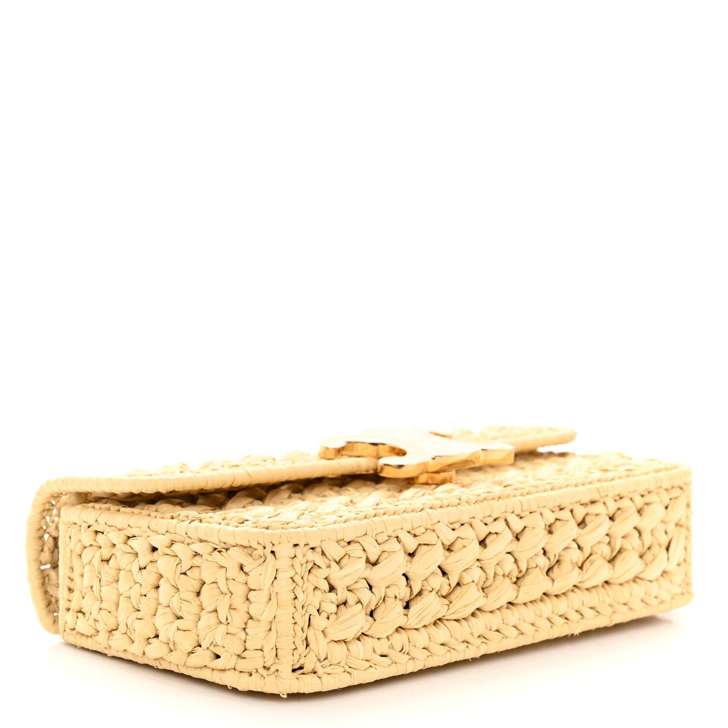 Raffia Triomphe Chain Shoulder Bag Natural