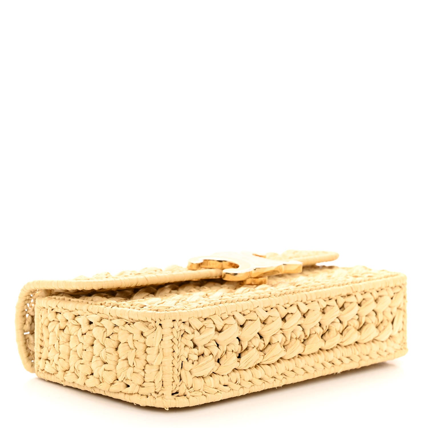 Celine Raffia Triomphe Chain Shoulder Bag Natural 4 of 9