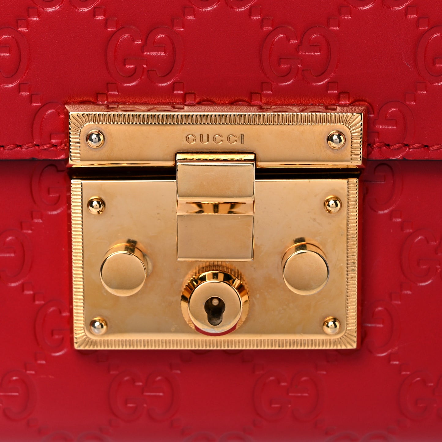 Guccissima Medium Padlock Shoulder Bag Hibiscus Red