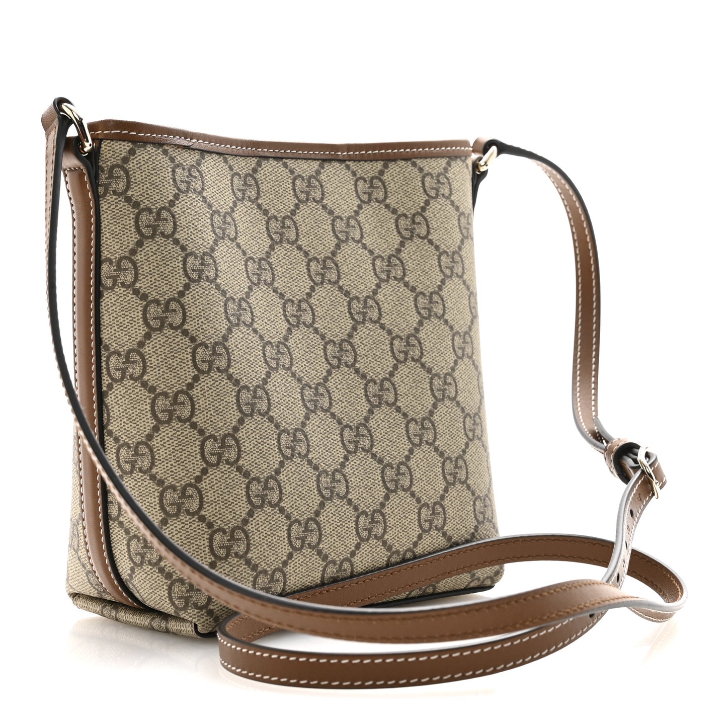 GG Supreme Monogram Emblem Nano Bucket Bag Beige Dark Brown