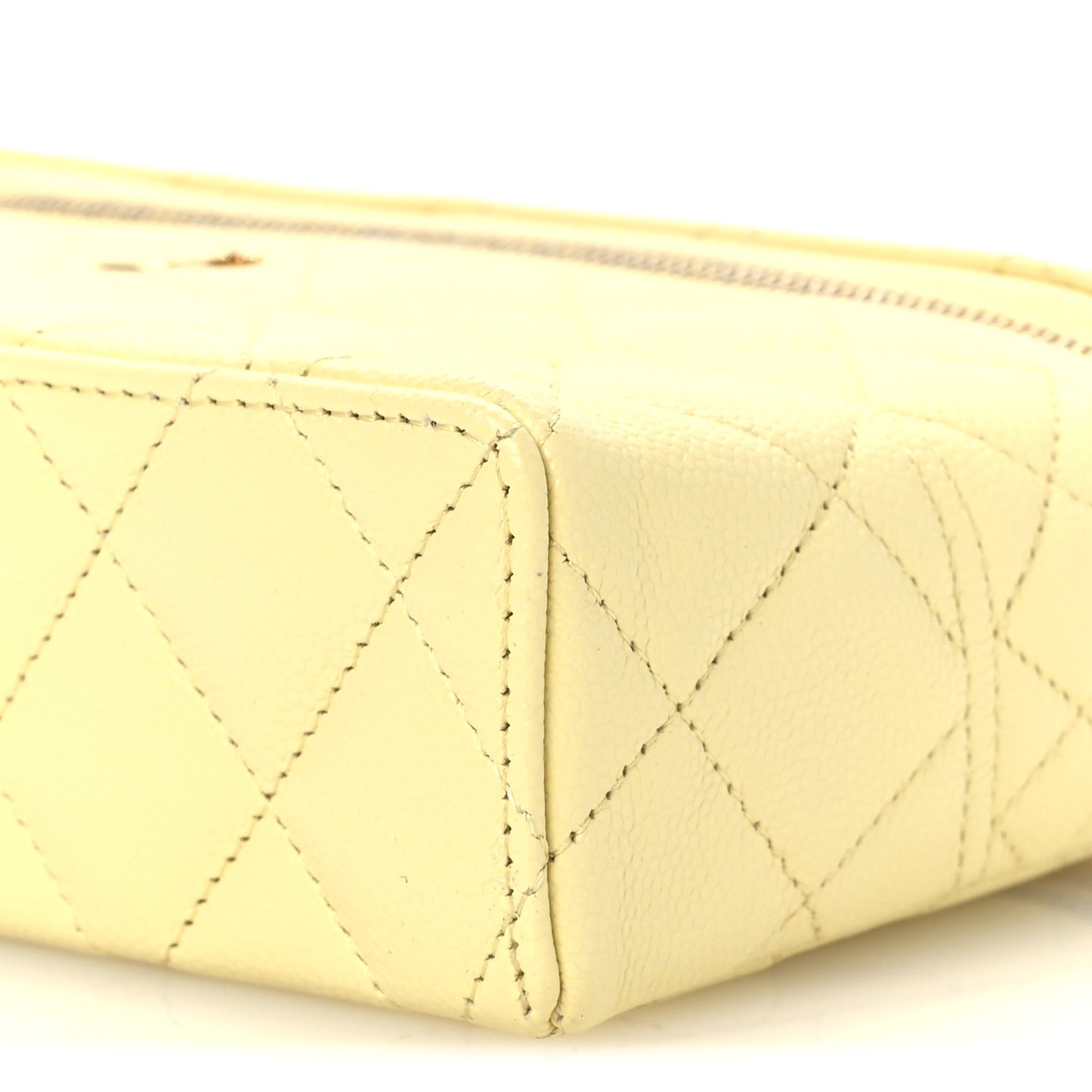 Caviar Quilted Trendy Handle Slim Vanity Light Yellow