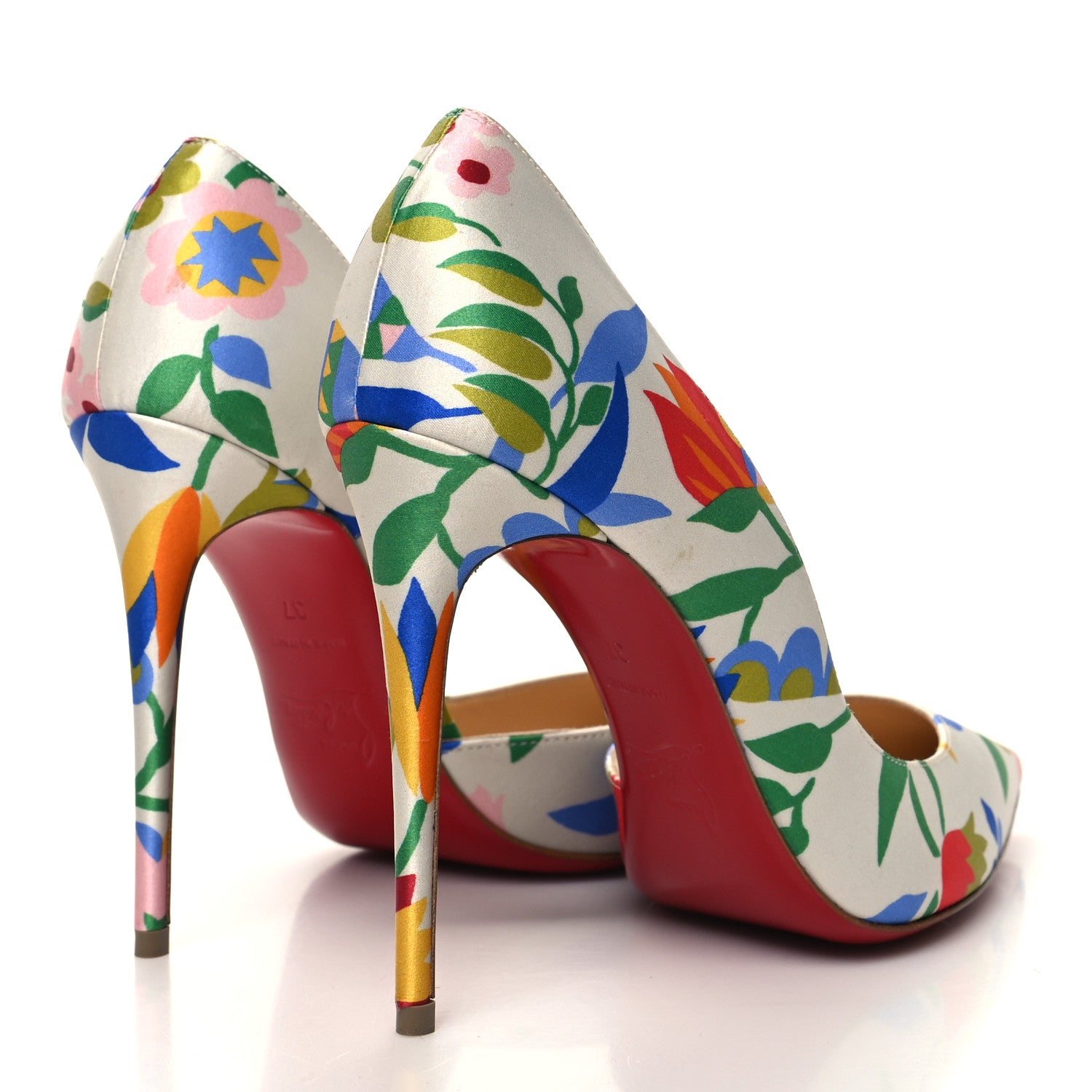 Christian Louboutin Satin Iriza 100 Crepe Floral Pumps 37 Multicolor 4 of 7