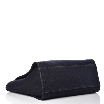 Chanel Lurex Canvas Medium Deauville Tote Navy Blue Gold 4 of 10