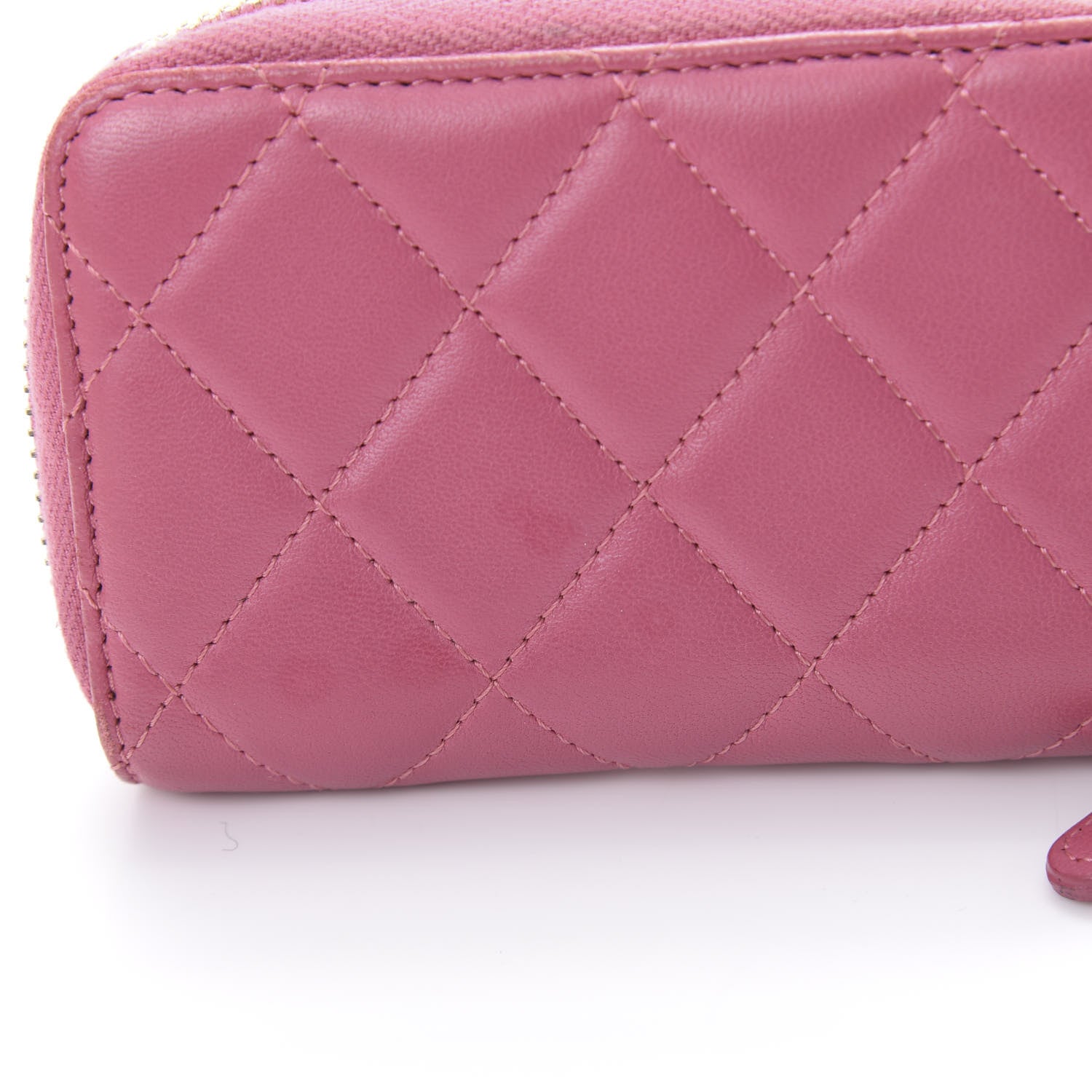 Chanel Lambskin Quilted Zip Around Coin Purse Wallet Pink 10 of 12