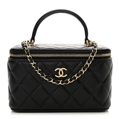 Chanel Lambskin Quilted Small Top Handle Vanity Case With Chain Black 1 of 11