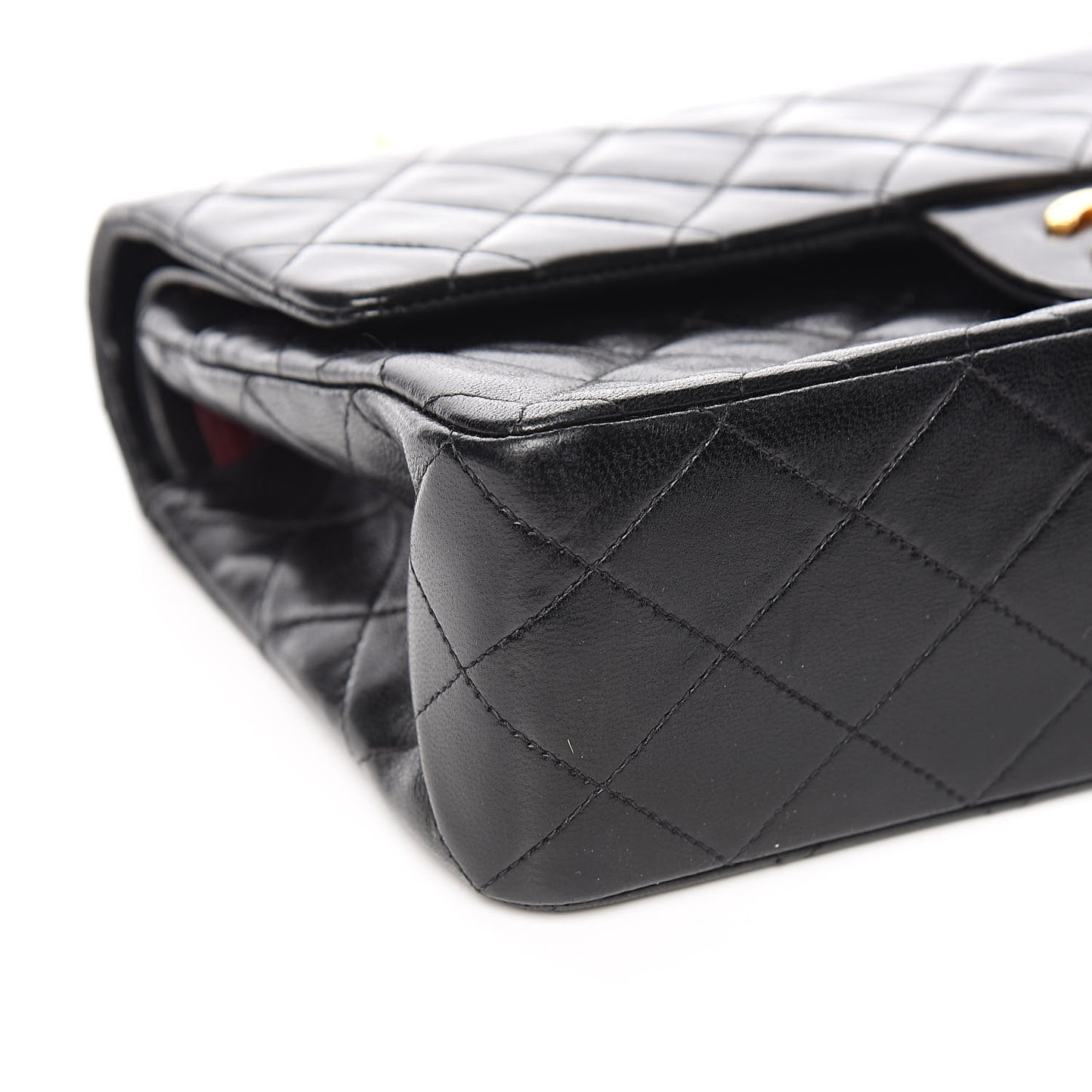 Lambskin Quilted Medium Double Flap Black