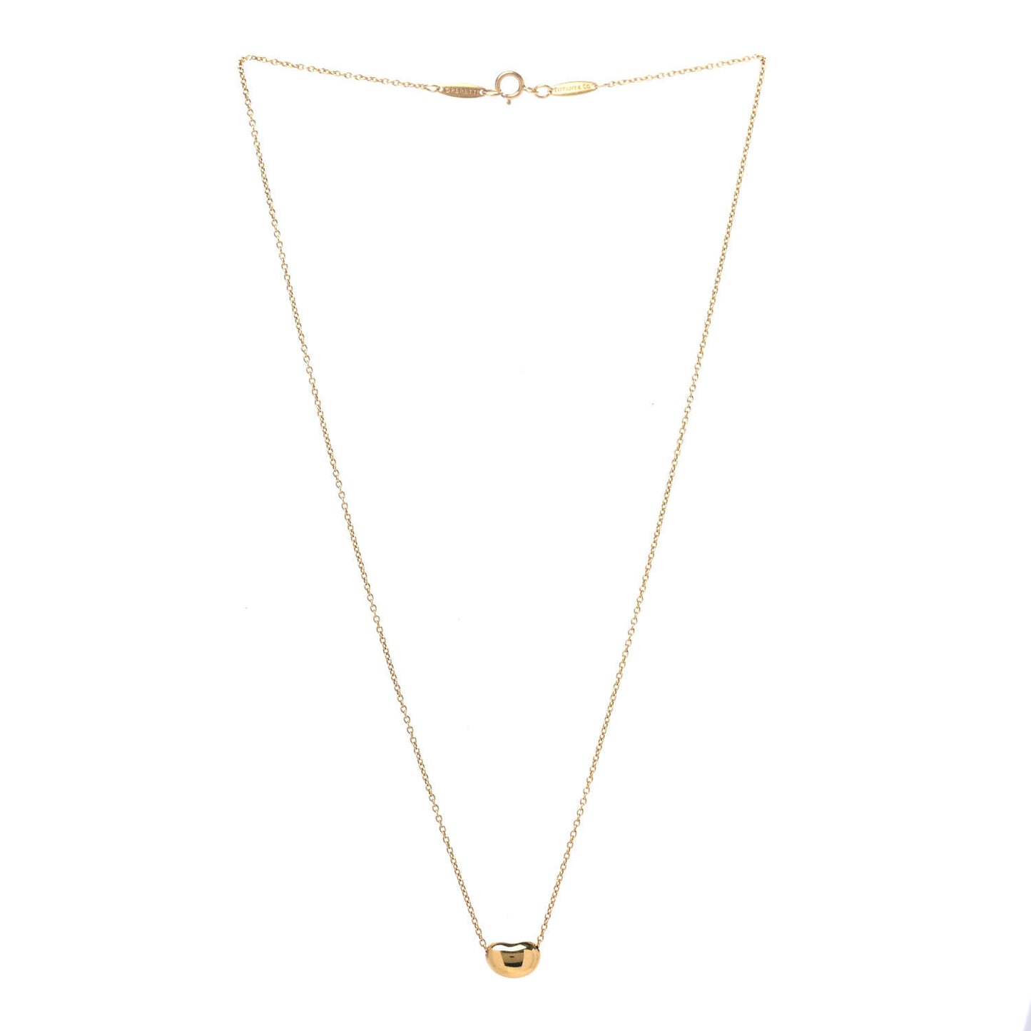 18K Yellow Gold 9mm Elsa Peretti Bean Pendant Necklace