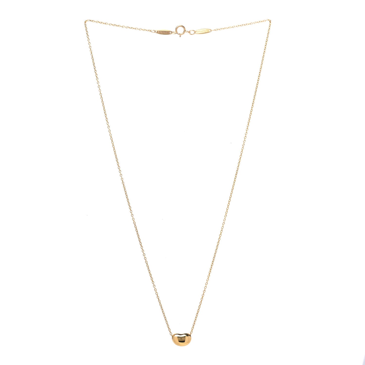 Tiffany 18K Yellow Gold 9mm Elsa Peretti Bean Pendant Necklace 3 of 7