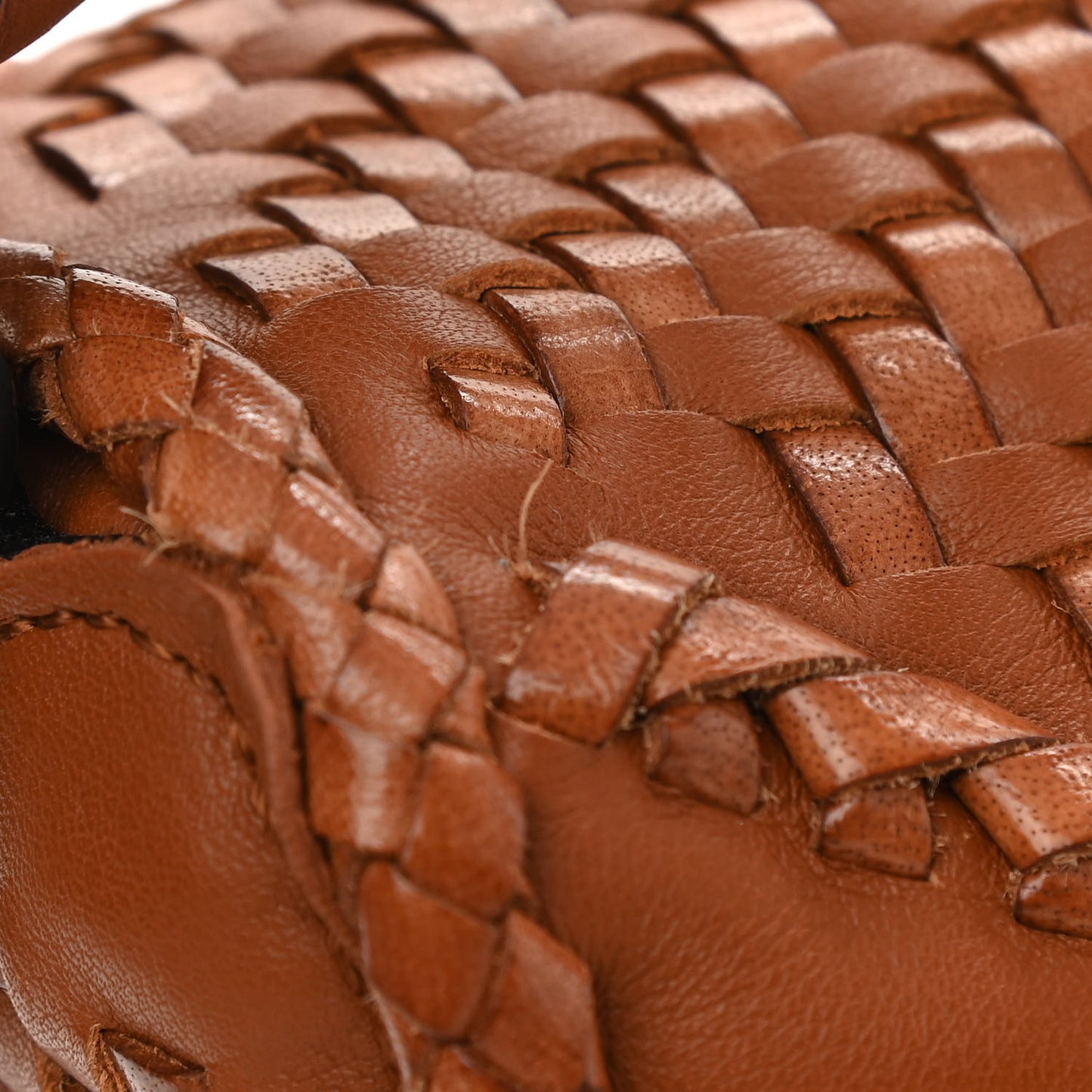 Calfskin Woven Small Puzzle Bag Tan