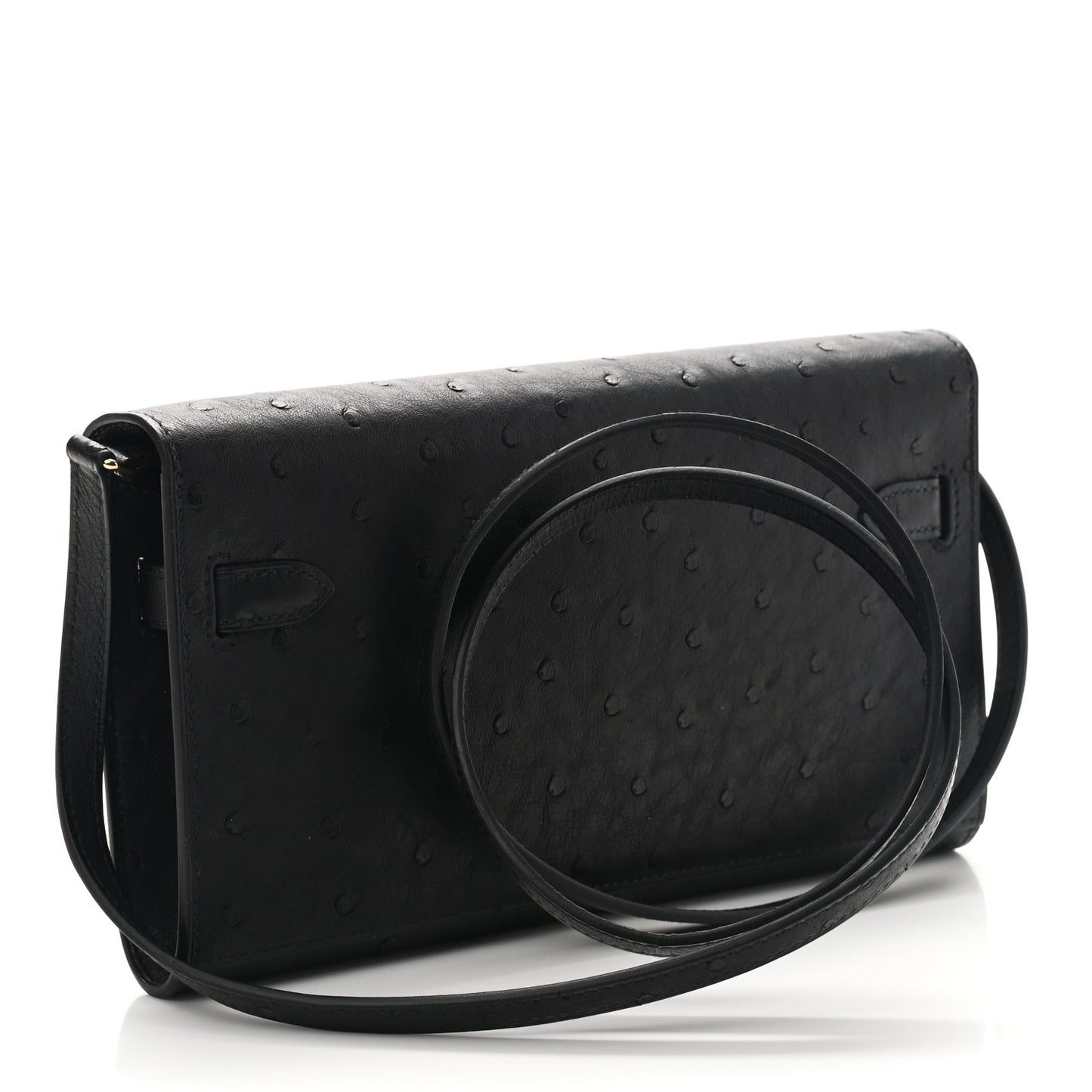 Ostrich Kelly Wallet To Go Black