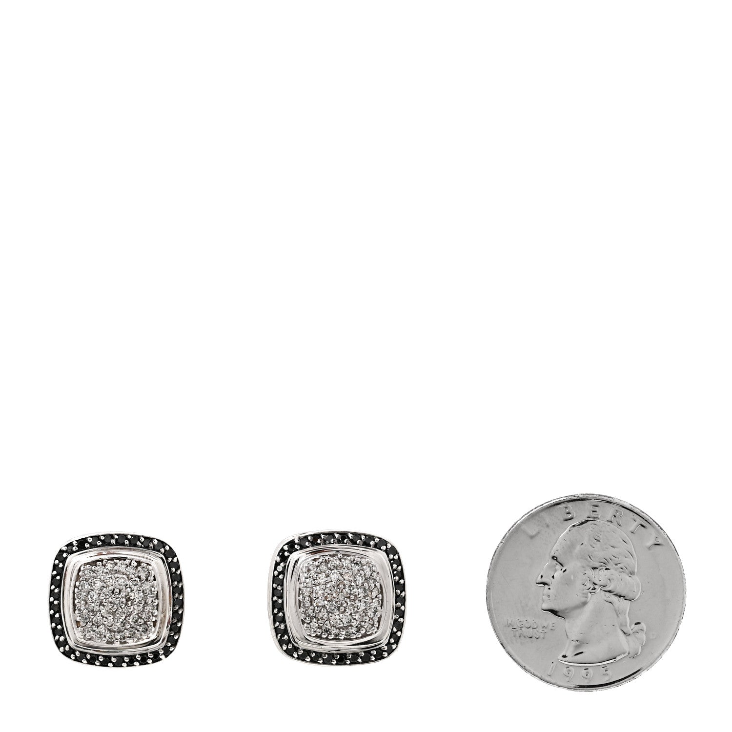 David Yurman Sterling Silver Black Diamond 11mm Pave Albion Earrings 2 of 4